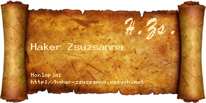 Haker Zsuzsanna névjegykártya